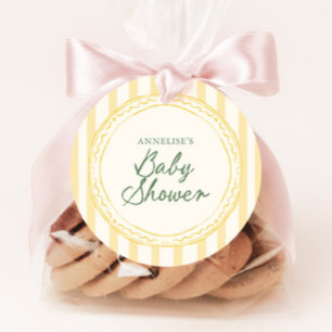 Étiquettes Cadeau Fête de naissance bébé été jaune et vert dessinée