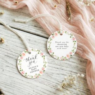 Étiquettes Cadeau Fête de naissance de bébé fille au jardin floral a