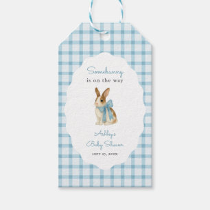 Étiquettes-cadeau Fête de naissance de bébé garçon avec un lapin en