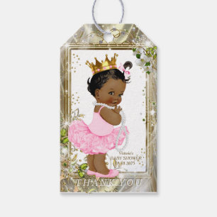 Étiquettes-cadeau Fête de naissance de princesse afro-américaine ros
