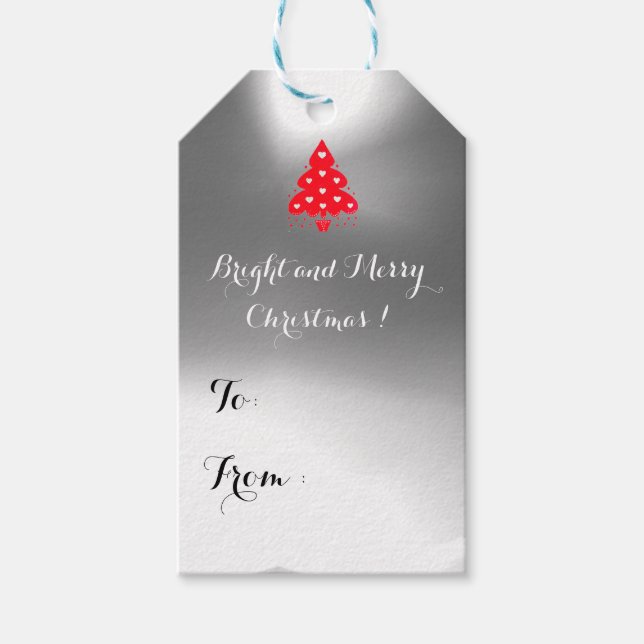 Étiquettes-cadeau FÊTE DE NOËL ARBRE DE NOËL ROUGE bleu (Devant)