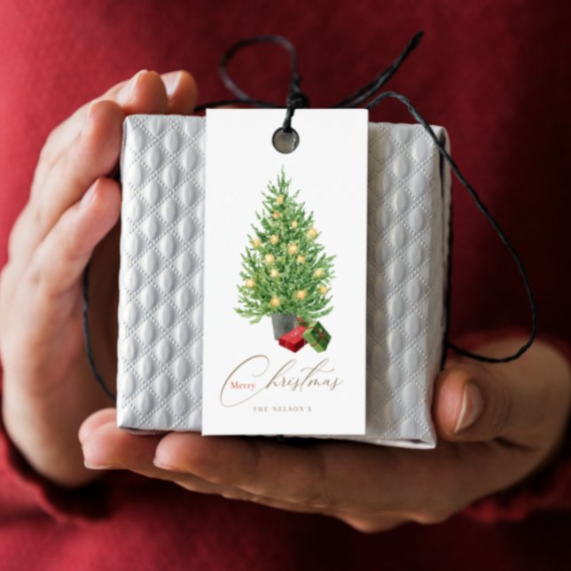 Étiquettes-cadeau Fête de Noël Arbre et Garland (Créateur téléchargé)