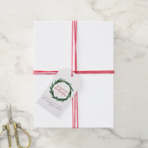 Étiquettes-cadeau Fête de noël de l'aquarelle et des rayures