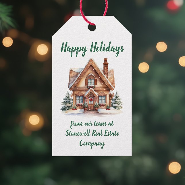 Étiquettes-cadeau Fête de Noël de l'immobilier personnalisée (Créateur téléchargé)