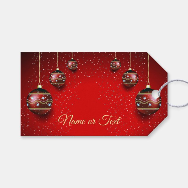 Étiquettes-cadeau Fête de Noël Golden Rouge Vacances d'hiver Élégant (Devant (Horizontal))