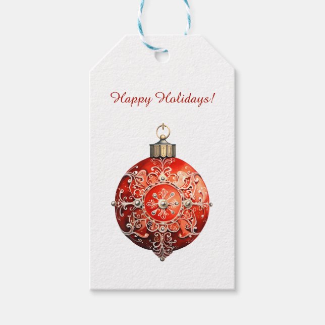 Étiquettes-cadeau Fête de Noël Rouge Personnalisé (Devant)