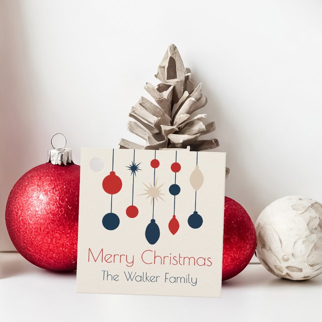 Étiquettes Cadeau Fête de Noël Rouge Rétro (Créateur téléchargé)