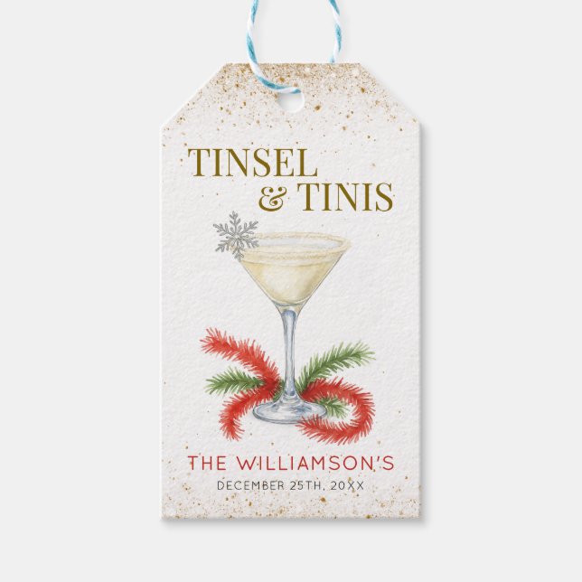 Étiquettes-cadeau Fête de Noël Tinsel et Tinis (Devant)