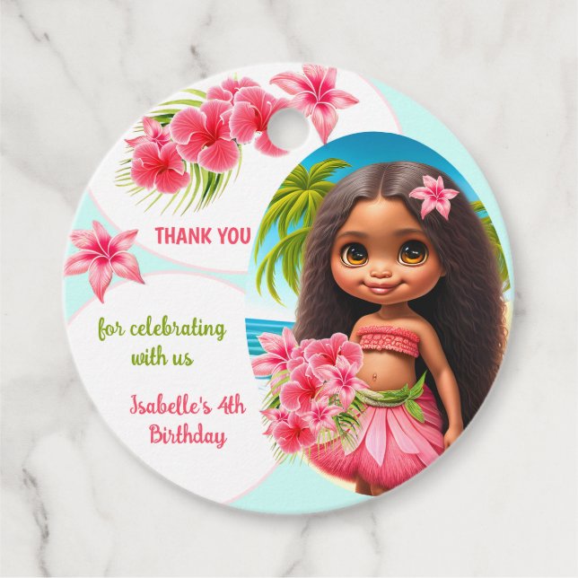 Étiquettes Cadeau Fête de plage tropicale de Luau (Devant)