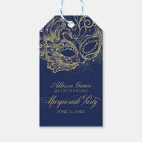 Fête de Quinceañera Mascarade Or Bleu