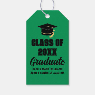 Étiquettes-cadeau Fête de remise des diplômes Green Black promotion 