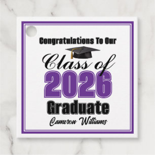 Étiquettes Cadeau Fête de remise des diplômes personnalisée violette