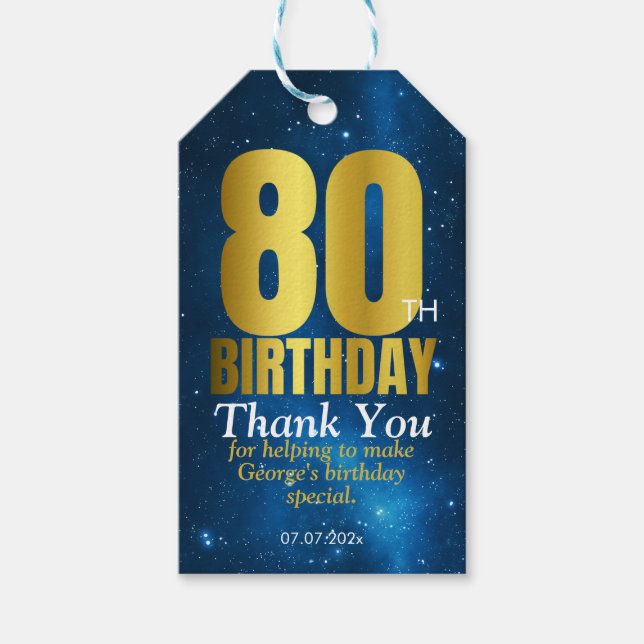 Étiquettes-cadeau Fête des 80 ans Remerciements (Devant)