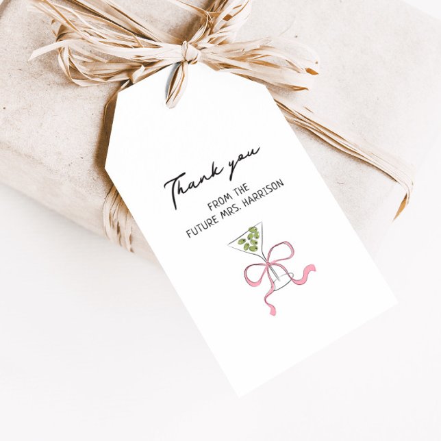 Étiquettes-cadeau Fête des mariées à main irky Martini Bow (Créateur téléchargé)