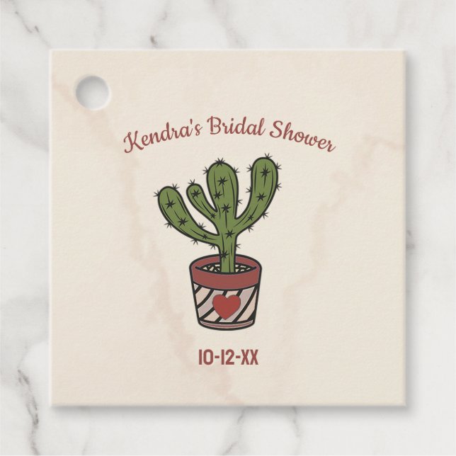 Étiquettes Cadeau Fête des mariées à thème Fiesta Cactus personnalis (Devant)