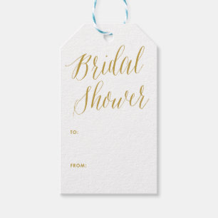 Étiquettes-cadeau Fête des mariées   Balise cadeau Gold Modern Calli