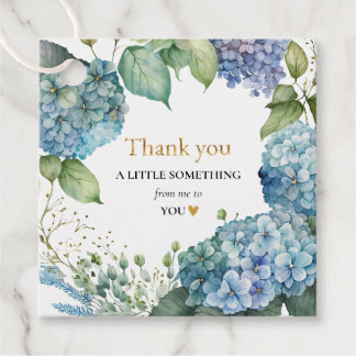 Étiquettes Cadeau Fête des mariées Blue Hydrangeas Merci