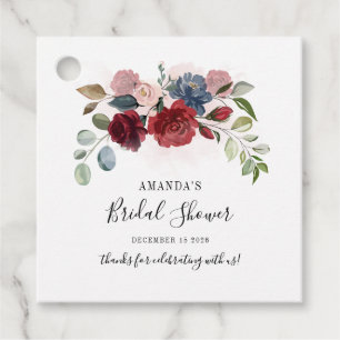 Étiquettes Cadeau Fête des mariées Bourgogne Rustique Floral Personn