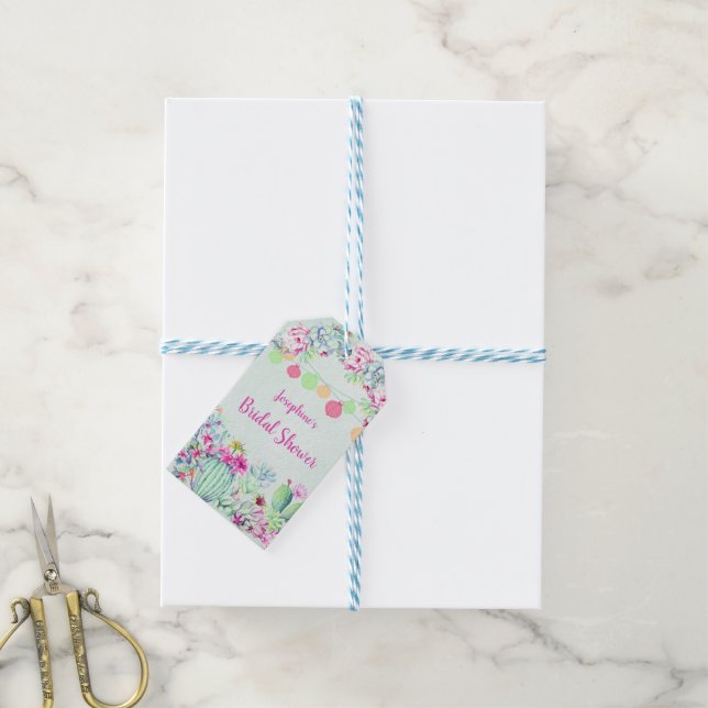 Étiquettes-cadeau Fête des mariées Cactus Lanterne Succulents Favori (Avec de laficelle)