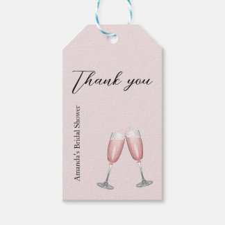 Étiquettes-cadeau Fête des mariées Champagne rose Favoriser