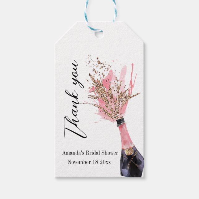 Étiquettes-cadeau Fête des mariées Champagne Rose Morden Faveur (Devant)