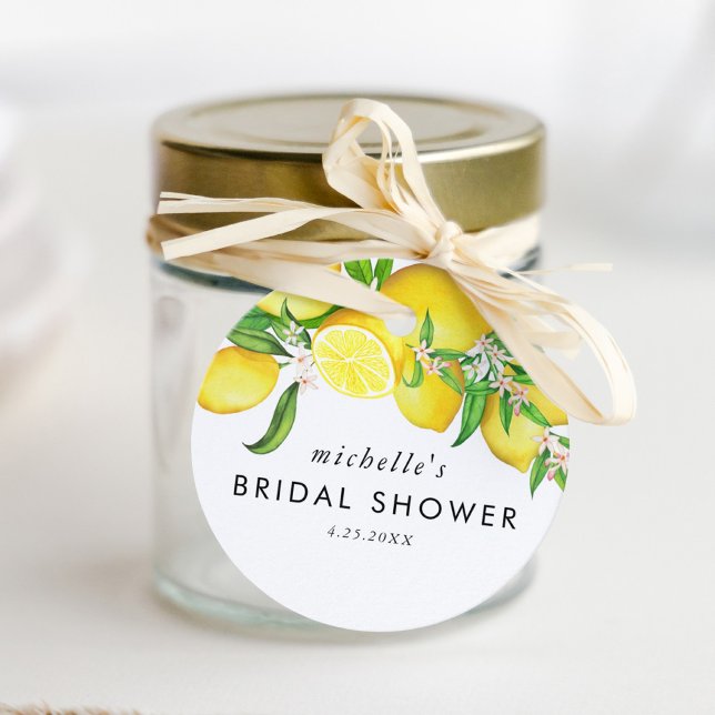 Étiquettes Cadeau Fête des mariées citron aquarelle (Watercolor Lemon Bridal Shower Favor Tags)