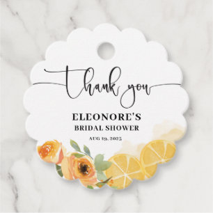 Étiquettes Cadeau Fête des mariées citrons et fleurs