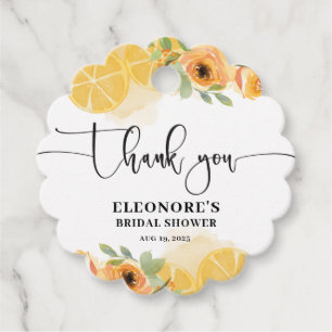 Étiquettes Cadeau Fête des mariées citrons et fleurs