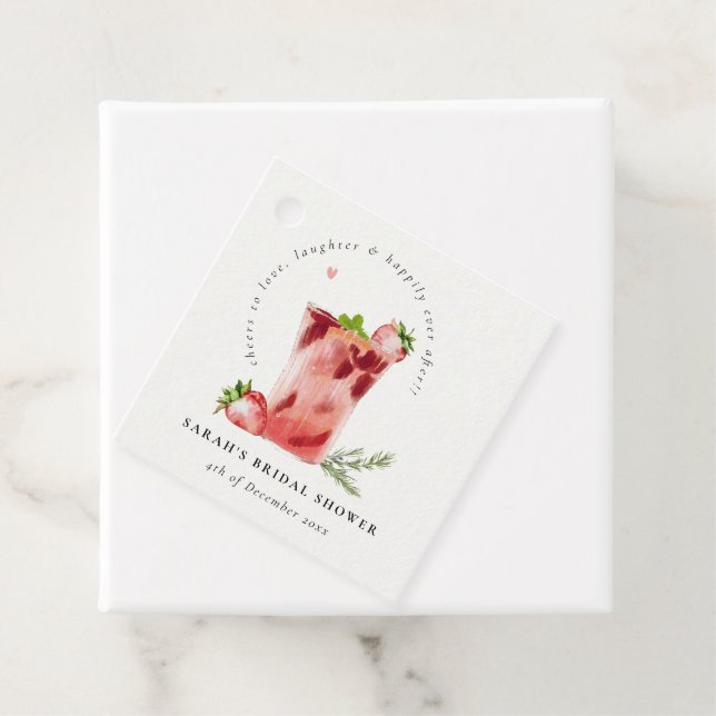 Étiquettes Cadeau Fête des mariées Cocktail fraise rose Margarita (En situation)