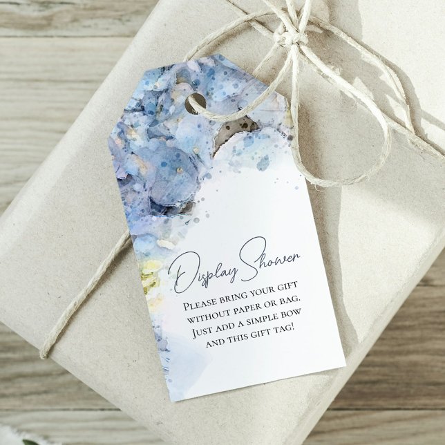 Étiquettes-cadeau Fête des mariées d'affichage couleur d'eau Blue Hy (Créateur téléchargé)
