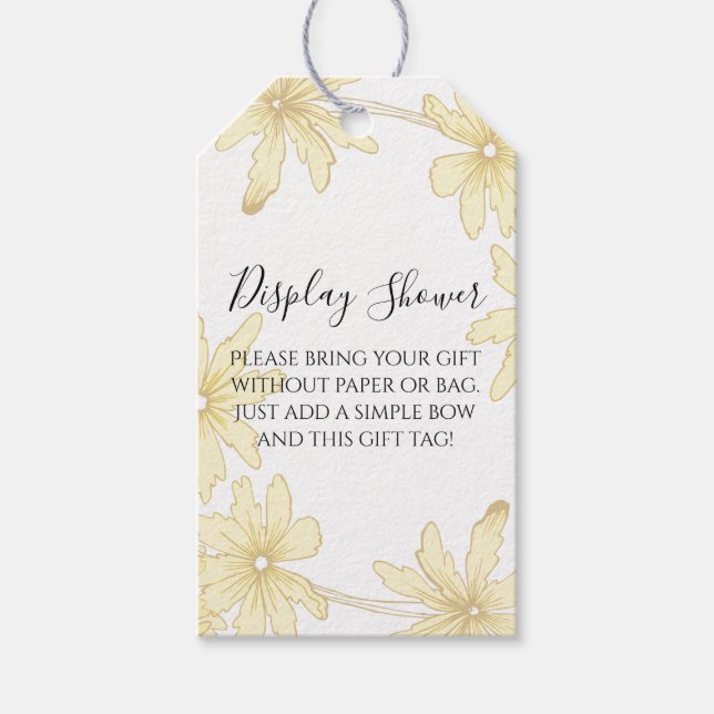Étiquettes-cadeau Fête des mariées d'affichage des marguerites jaune (Devant)