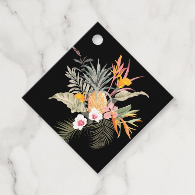 Étiquettes Cadeau Fête des mariées d'ananas tropical (Devant)