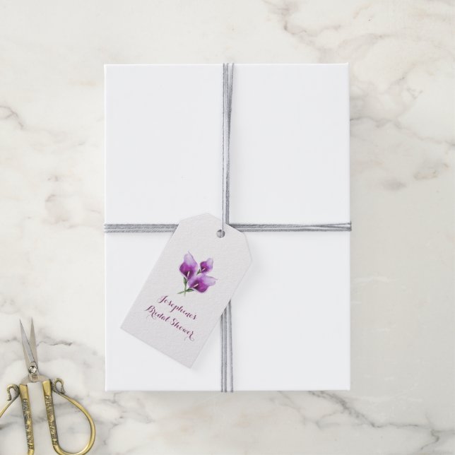 Étiquettes-cadeau Fête des mariées d'aquarelle florale violette Call (Avec de la ficelle)