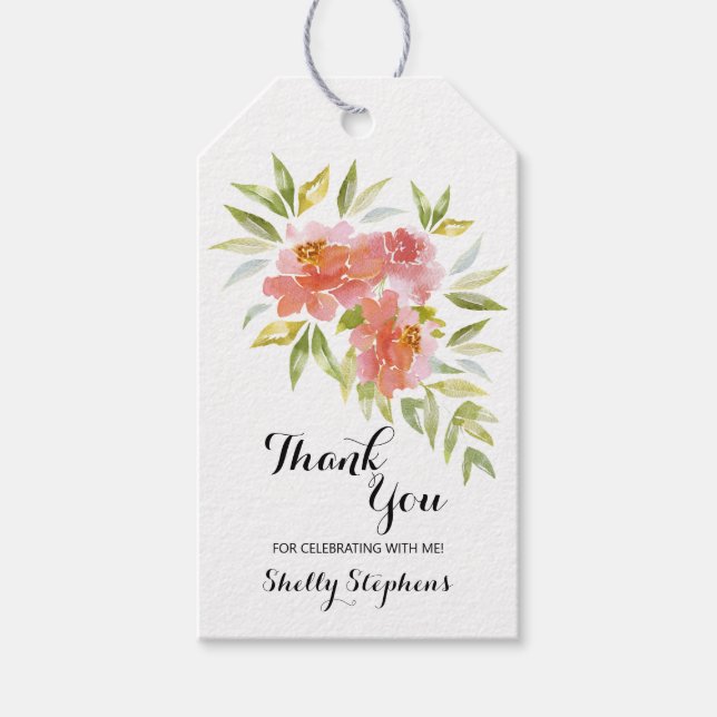 Étiquettes-cadeau Fête des mariées de fleurs florales à aquarelle ch (Devant)