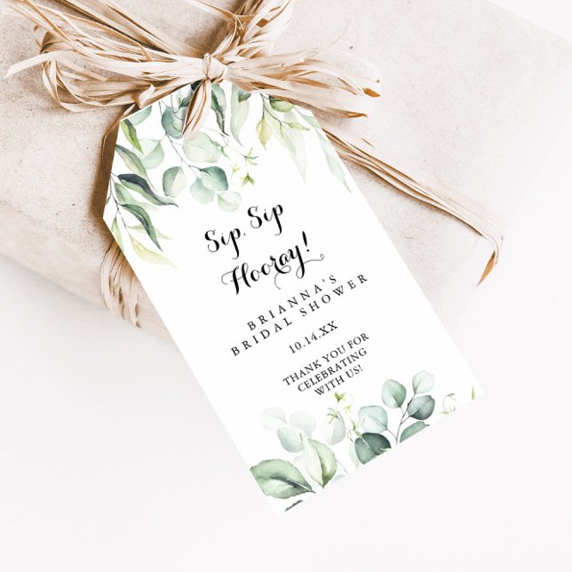 Étiquettes-cadeau Fête des mariées de l'heure de Sip Sip d'Eucalyptu (Créateur téléchargé)