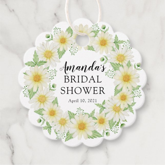 Étiquettes Cadeau Fête des mariées de marguerite fraîche (Devant)