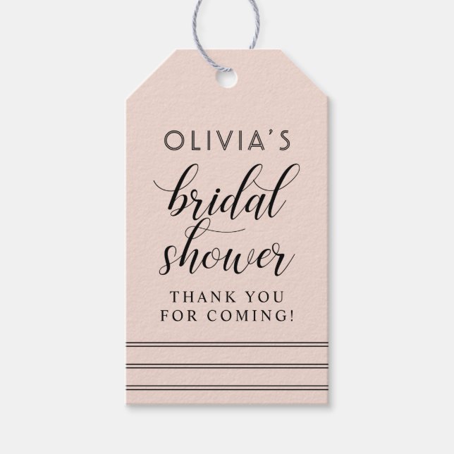 Étiquettes-cadeau Fête des mariées de Mariage moderne Blush Black Sc (Devant)
