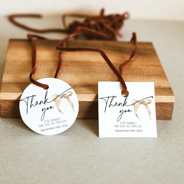Étiquettes Cadeau Fête des mariées de Merci beige neutre moderne (Créateur téléchargé)
