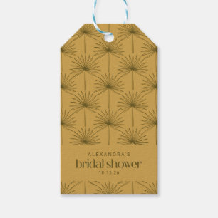 Étiquettes-cadeau Fête des mariées de moutarde boho Fan Palm Leaf