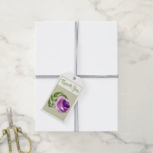 Étiquettes-cadeau Fête des mariées de rayures Roses Merci violet