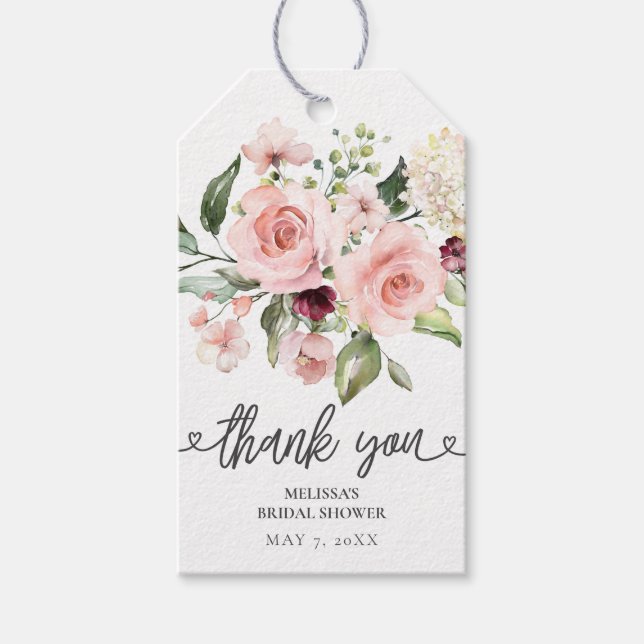 Étiquettes-cadeau Fête des mariées de roses florales (Devant)