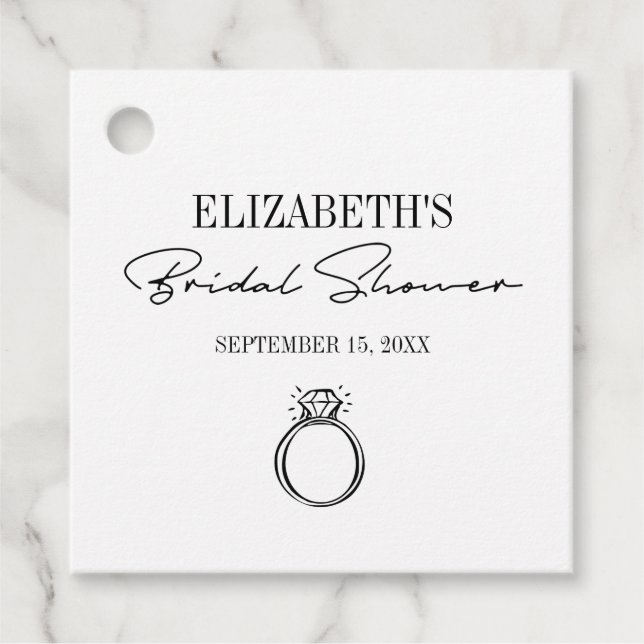 Étiquettes Cadeau Fête des mariées De Script Moderne Avec Bague (Devant)