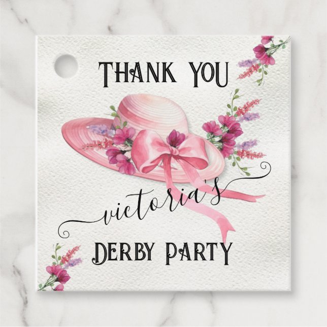 Étiquettes Cadeau Fête des mariées Derby Casquette rose (Devant)
