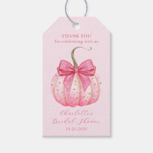 Étiquettes-cadeau Fête des mariées d'Halloween Merci Citrouille rose