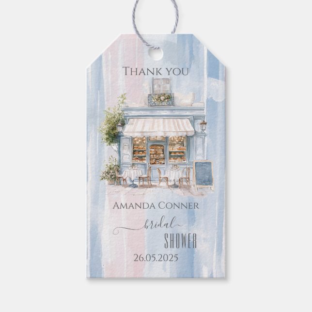 Étiquettes-cadeau Fête des mariées Elegance Café Français (Devant)