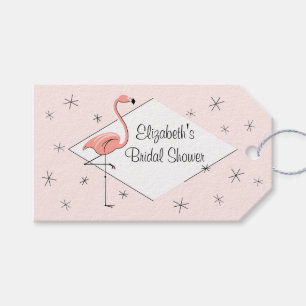 Étiquettes-cadeau Fête des mariées en diamant rose Flamant rose étiq