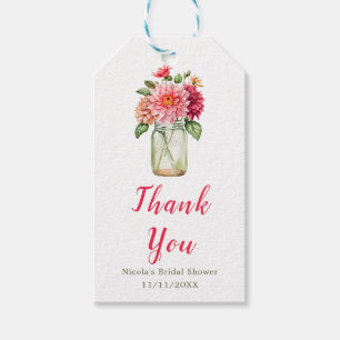 Étiquettes-cadeau Fête des mariées en pot de Dahlias Mason Rose