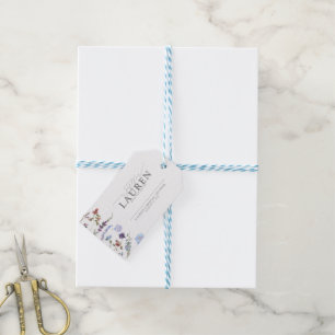 Étiquettes-cadeau Fête des mariées Fleur sauvage bleu Dusty Pas d'en