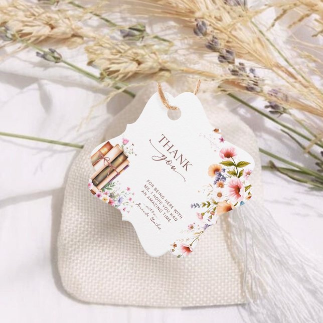 Étiquettes Cadeau Fête des mariées Fleur sauvage de librairie | Flor (Créateur téléchargé)