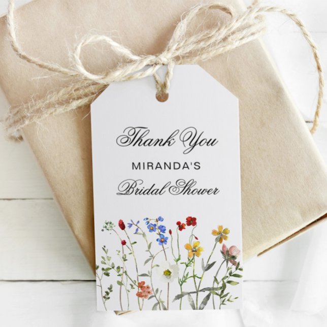 Étiquettes-cadeau Fête des mariées fleur sauvage Merci élégant (Créateur téléchargé)